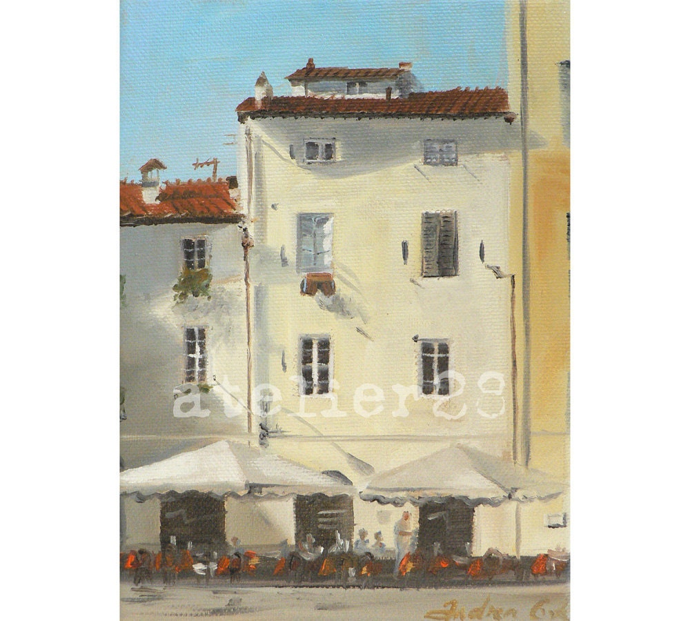 giclee art print of Italian houses