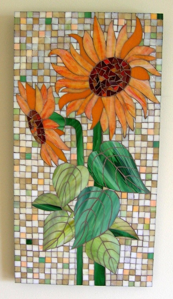 Orange Sunflower Glass Mosaic