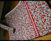 Vintage Strawberry Print Cotton  Wristlet Bag