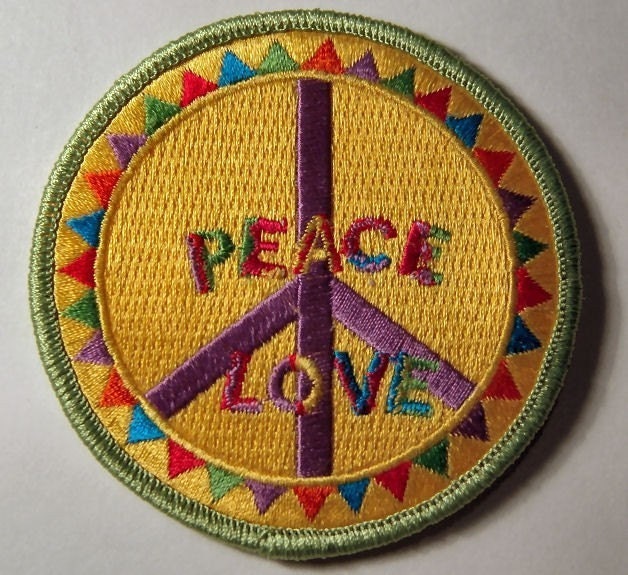1960s-70s Hippie Peace Movement PEACE LOVE TRIANGLE Patch 3 inch