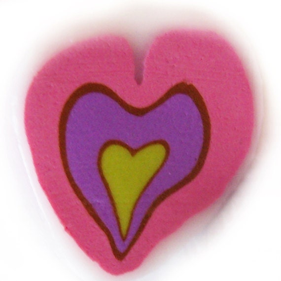 Polymer Clay Pink and Purple Heart Cane by Dicope