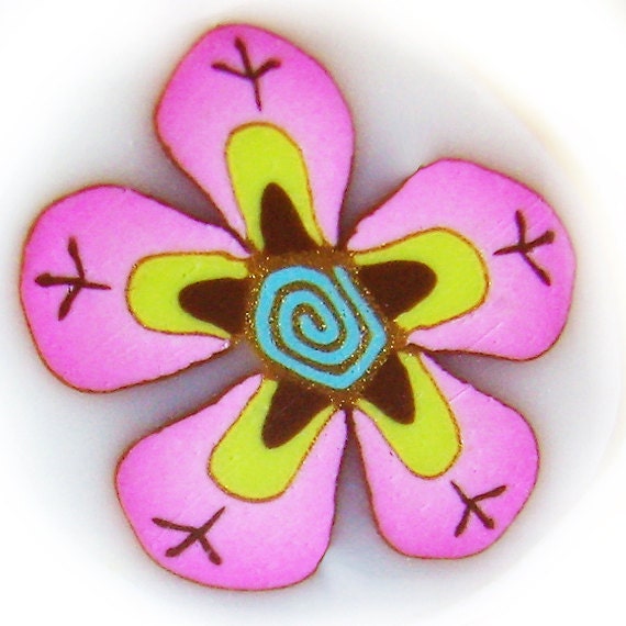 Polymer Clay Pink Indian Flower Cane by Dicope
