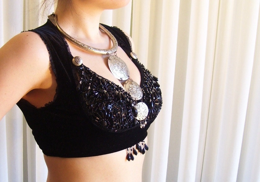 Underbust stretch vest - YOUR SIZE - black velvet