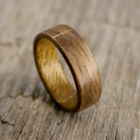 Walnut Bentwood Ring Lined with Myrtle - Handcrafted Wooden Ring