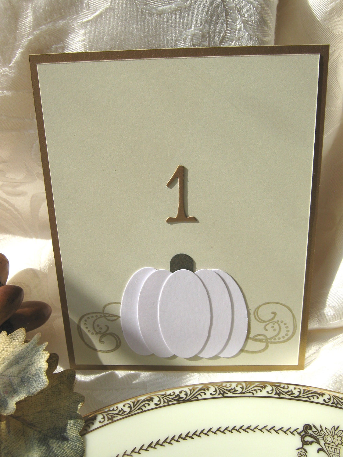 White Pumpkin Wedding Table Numbers, Fall Table Numbers