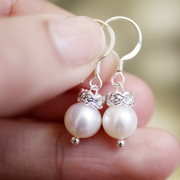 sparkly pearl sterling silver earrings