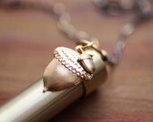 Secret Vial Canister Locket with Acron Charms