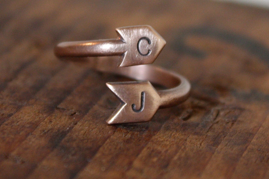 I Got You Babe - Customized With Your Initials - Lover's Arrow Ring in Copper