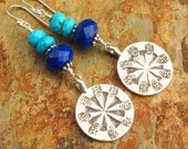 Lapis Turquoise Thai Silver Earrings - Southwest Medallions