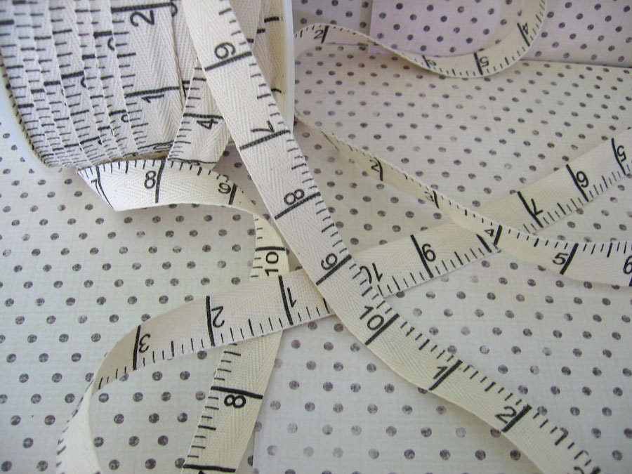 Tape Measure Twill Sewing Tape / Twill ribbon / Measuring tape - cotton natural 2 yards