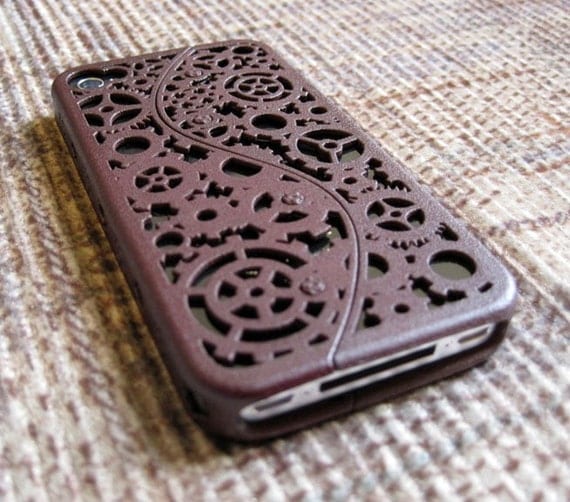 Designer Steampunk iPhone 4 Cogs and Gears Case (in 3D printed Nylon) - 8 color options