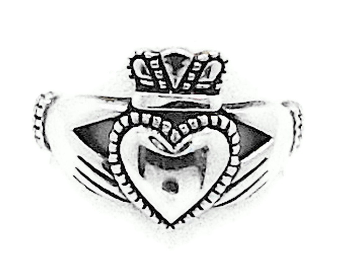 Claddagh Sterling Silver  Vintage Ring -  Size 8 - InVintageHeaven