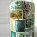 Stamp Lamp - upcycled glass jar tealight candle holder OOAK - green