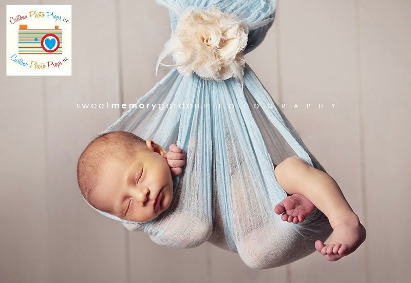 Pastel Blue Cheesecloth Newborn Baby Wrap Photography Prop (SwaDDLinG and HAnGinG VideOs) Newborn Hammock, Baby Props - 6 Ft