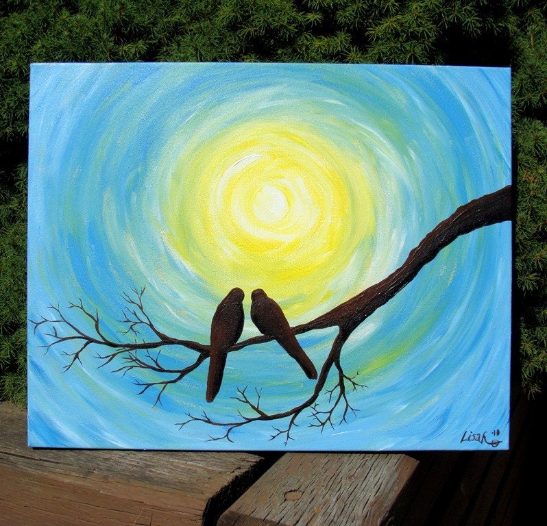 Love Birds in the Sun - Original Acrylic Painting