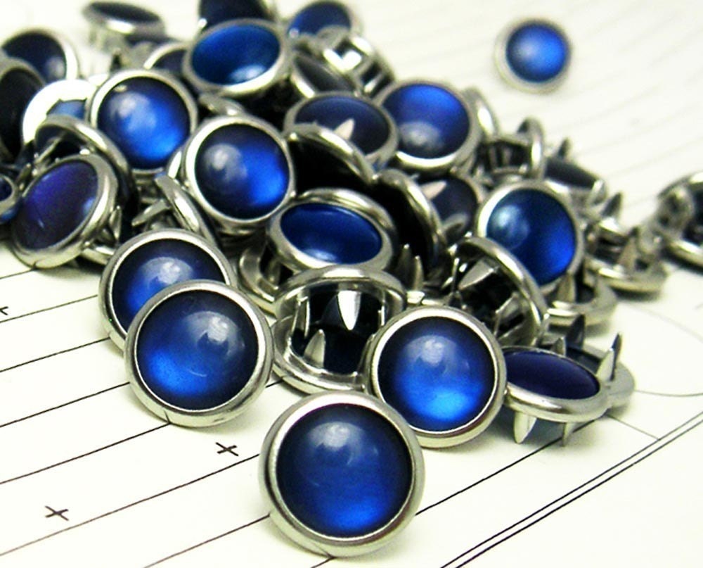 48 Cobalt Blue Cowgirl Snaps Pearl Prong Western Snaps