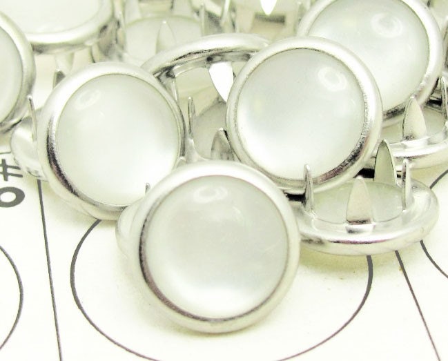 48 White Cowgirl Snaps Pearl Prong Western Snaps