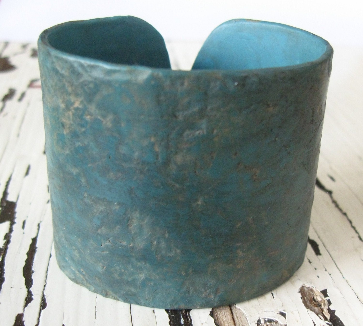 Huge Weekend SALE Dark Turquoise Blue Cuff Bracelet, Distressed and Rustic, Handmade Jewelry by theshagbag on Etsy