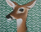 Deer Print from an Original Painting on a Vintage Book Cover