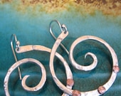 Small sterling and copper or bronze two tone spiral earrings - E081