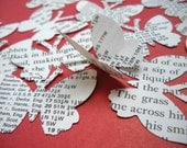 Papillon - 40 large vintage text Butterfly paper punchies / recycled paper butterfly embellishments