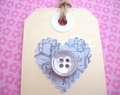 Vintage map scalloped heart punchies / 25 vintage Atlas cut-outs