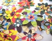 set of 12 Recycled paper flower embellishments - 'Graffiti Jollies'