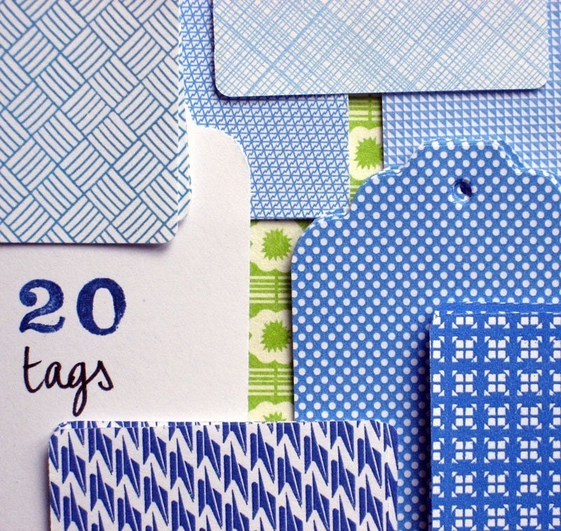 Blue paper Tags (set of 20)
