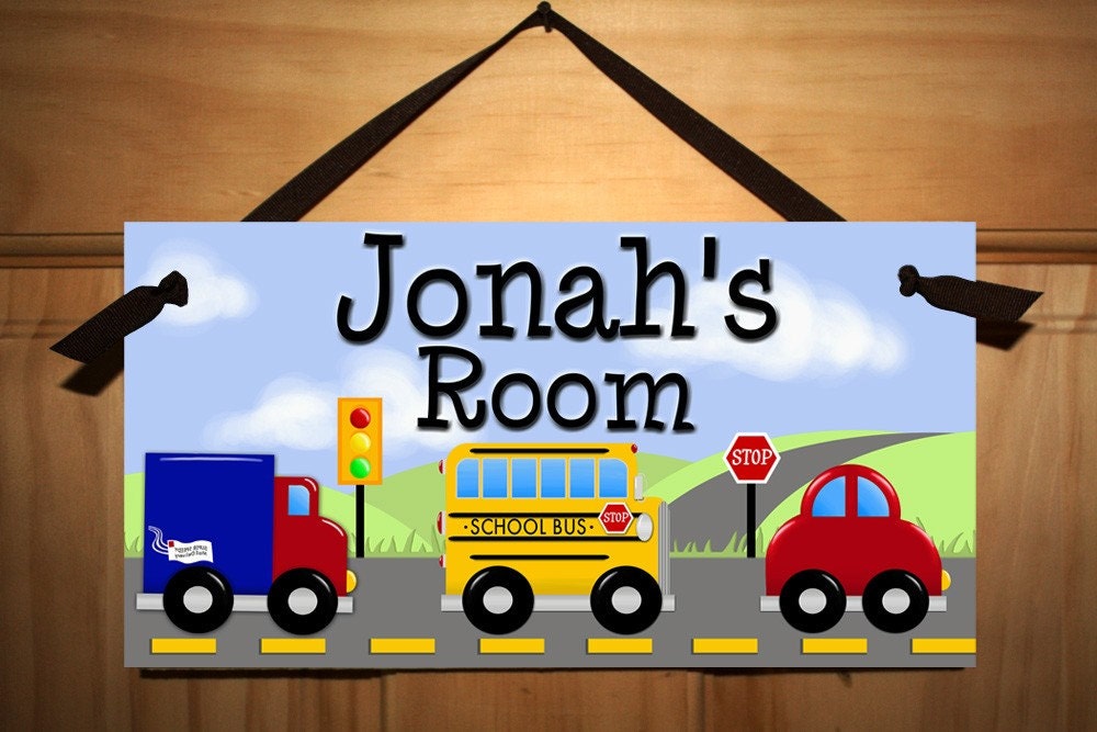 VRoOM VroOm - Stop - Let's Go - Boys Bedroom Baby Nursery Kids Bedroom DOOR SIGN Wall Art