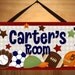 DOOR SIGN Little Boys Sports - Football Soccer Baseball Bedroom MVP Wall Art