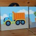 Set of 4 Boys Bright Construction Truck 16x20 Stretched Canvases Baby Nursery CANVAS Bedroom Wall Art
