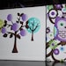 Set of 3 Pretty in Purple Owls 16x20 Stretched Canvases Baby Nursery CANVAS Bedroom Wall Art