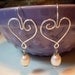 Wire Wrapped Hearts  With Freshwater Pearls Earrings by Debbie Renee