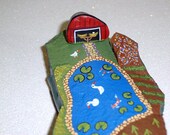 The Duck Pond, tiny skunk, miniature farm set, diorama, Americana, pointillism, collectible, hand painted rocks by Rockartiste on Etsy