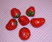 Bird deterrent, 5 berry sweet, ruby red strawberries, outdoors & garden, gift for gardener, gift for gourmet, hand painted rock, Rockartiste