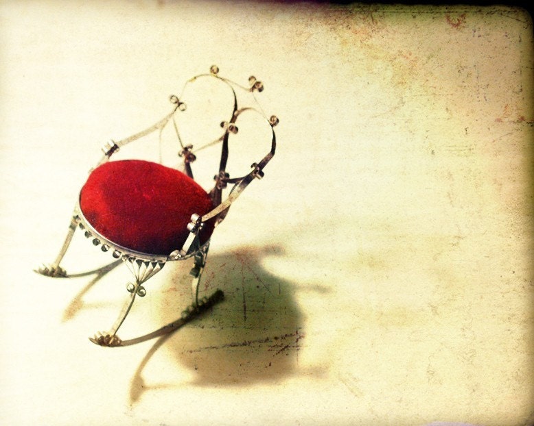 Nursery Art Cream and Red Color Photography Tin Chair Miniatures 8x10 Print - The Curious Chair