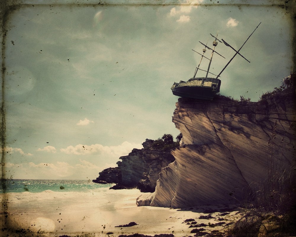 Pirate Ship Decor 11x14 Photo Art Print  photography travel and shipwrecks gift for guys The Edge of the World - TheLonelyPixel