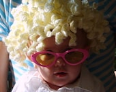 Kiddy Lidders - Adorable Curly Blond Crochet Hair Hat / Wig - Handmade - - Perfect for Cold Weather