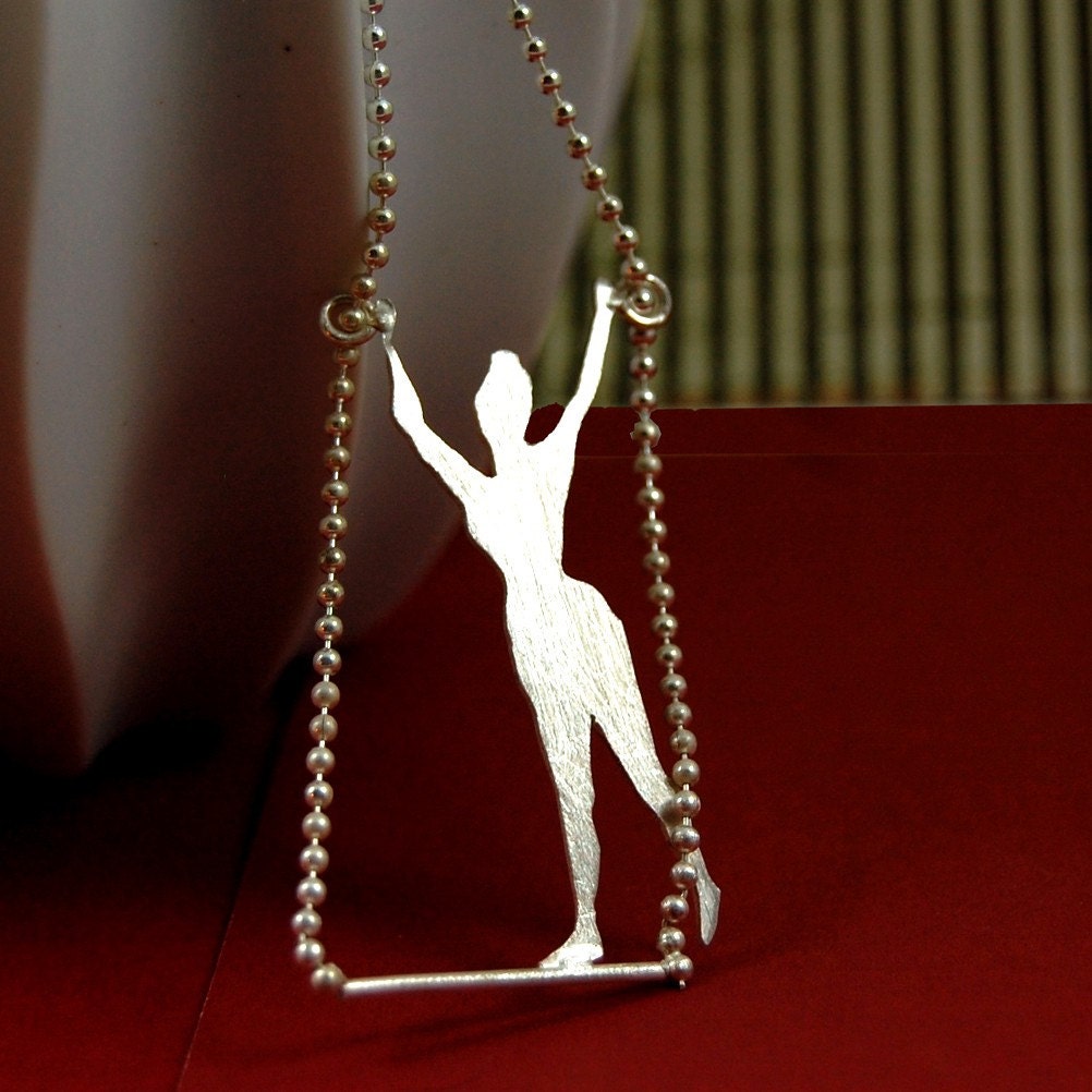 Lady Sweet Pea Trapeze Artist Silver Necklace by Markhed