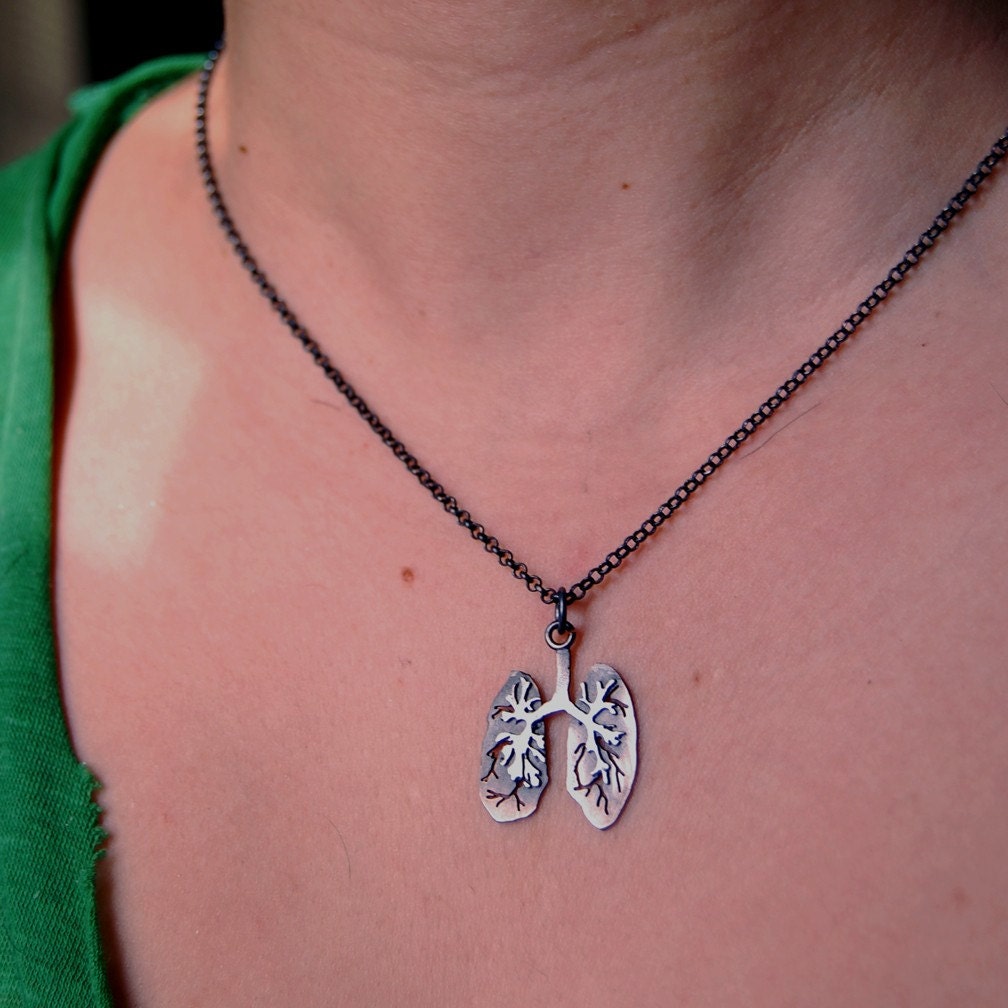 Just Breathe, Handmade Sterling Silver Lungs Necklace