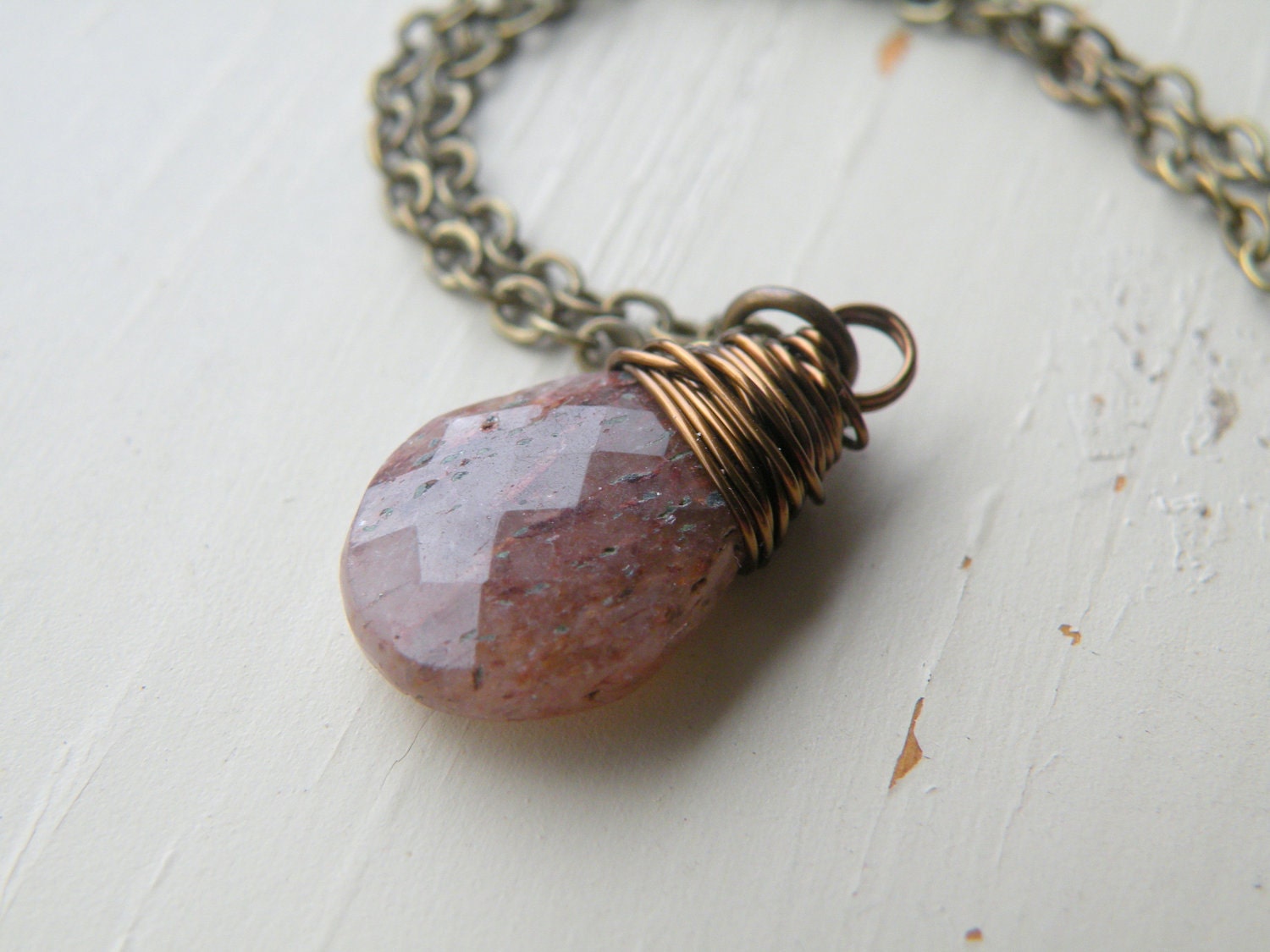 Brown Gemstone Necklace, Copper Rutile, Simple Necklace