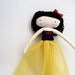snow white rag doll - fairy tale princess cloth doll art cloth doll with crochet apple made to order