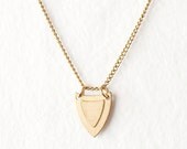 Mini Gold Vintage Shield Charm Necklace - LAST ONE