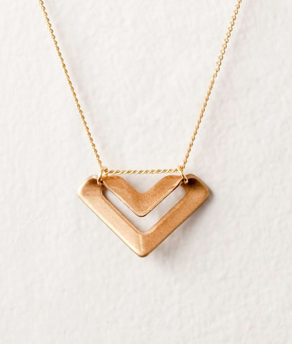 Brass Chevron Charm Necklace - LAST ONE