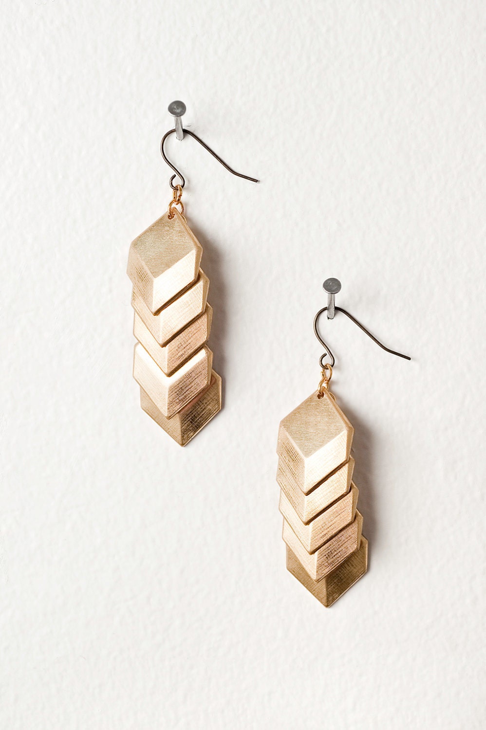Layered Gold Geometric Square Earrings