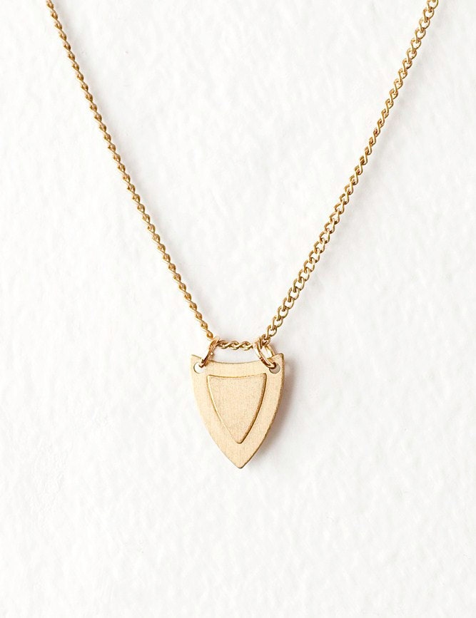 Mini Gold Vintage Shield Charm Necklace - LAST ONE