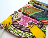 re-usable gift bag, pouch, drawstring bag, Jewellery bag made from African wax print x 3