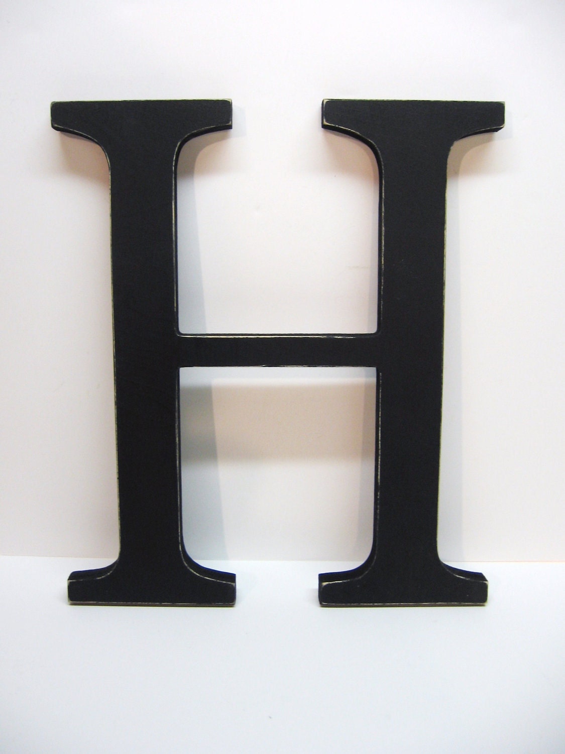 Wood Letter H Sign - 15 Inch - Painted Black - Distressed - Initial - Monogram - Personalized - Wall Decor - Wedding Decor - Shower Gift