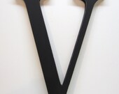 Wood Letter V Sign - 15 Inch - Painted Black - Distressed - Initial - Monogram - Personalized - Wall Decor - Wedding Decor - Shower Gift