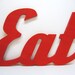 Wood Eat Sign - Painted Red - Distressed - Retro Wood Wall Decor -Kitchen - Diner - Restaurant